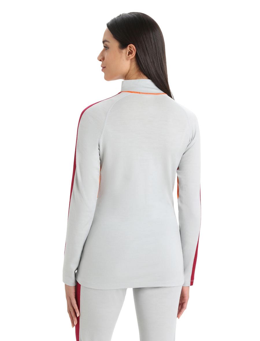 Icebreaker Merino 200 Sonebula Long Sleeve High Neck Thermal Top Női Base Layers Narancssárga Szürke | HU 1856UZGT